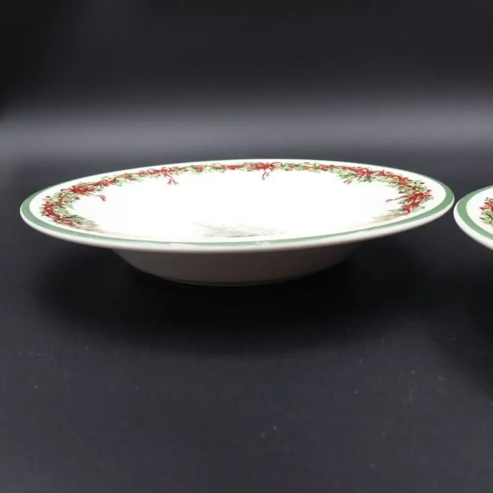 2 Christopher Radko Traditions Holiday Celebrations Rimmed Soup Bowls